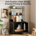 thumbnail image 3 of Cozy Castle Litter Box Enclosure, Cat Litter Box Furniture with Large Cabinet, Shelves and S-Hooks, Hidden Cat House for Litter Boxes, Wooden Pet Washroom Indoor, 3 of 9