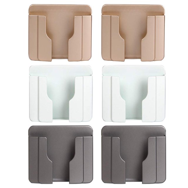 Caja de almacenamiento de control remoto adhesiva de 6 piezas, soporte para teléfono de pared sin daños, para estuche de almacenamiento de control remoto, soporte para teléfono de pared, dorado/blanco JFHHH pequeña