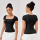 thumbnail image 3 of Camisetas de Yoga para mujer, camisetas deportivas de entrenamiento de gimnasia, camisetas de Yoga de secado rápido, Camiseta deportiva informal de manga corta para correr al aire libre y Fitness, 3 of 6