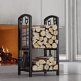 thumbnail image 6 of Fire Beauty 5-Piece Fireplace Set - Log Rack with 4 Tools (Poker, Shovel, Brush, Tongs) - Heavy Duty Black Wood Storage for Indoor/Outdoor, 6 of 10