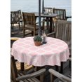 thumbnail image 2 of Outdoor Tablecloth with Umbrella Hole for Patio/Picnic/Party/Camping, Pink Morocco Waterproof Table Cloth Round Cover Washable, Geometric Moroccan National Abstract Art (Dia 54"), 2 of 8