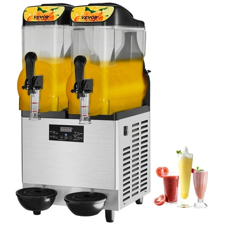 VEVOR Commercial Slushy Machine, 24L/6.4Gal Double Bowl, 100 Cup ...