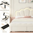 thumbnail image 4 of Homfa Full Size LED Bed Frame with 2 Drawers, Velvet Upholstered Platform Bed Frame with Adjustable Petal Headboard for Bedroom, Beige, 4 of 7
