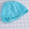 thumbnail image 3 of Gorro de natación adulto suave Gorro de baño de tela de poliéster Hombres y mujeres Gorros de sombrero de natación para deportes acuáticos (azul ácido), 3 of 5