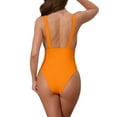 thumbnail image 3 of INSPIRAR CHIC Traje de baño de una pieza con escote en V profundo y espalda descubierta, conjunto de bikini, tirantes anchos, traje de baño adelgazante, talla X-Large, color naranja, 3 of 5