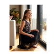 thumbnail image 4 of Girls Dress Black Floral Faux Layered Sleeveless Casual High Low Chiffon Vacation 12 Years, 4 of 7