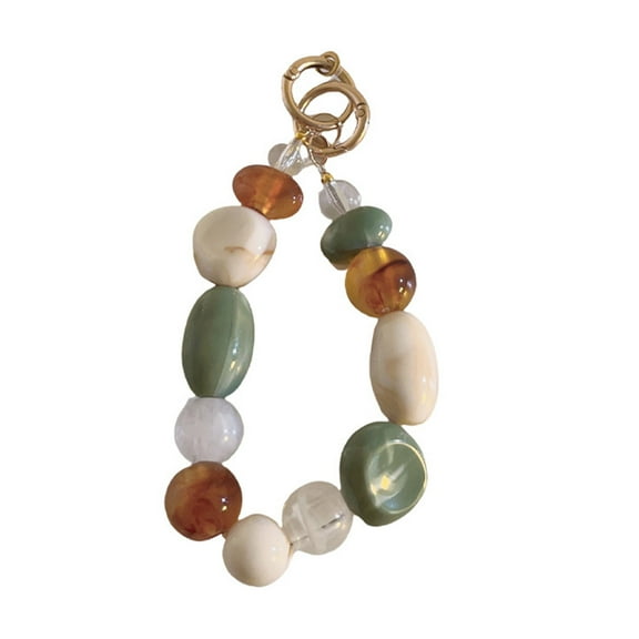 Retro Colorful Beaded Bracelet Phone Strap Charm Chain Knot Cellphone Lanyard Trendy Keychain Bag Pendant for Women