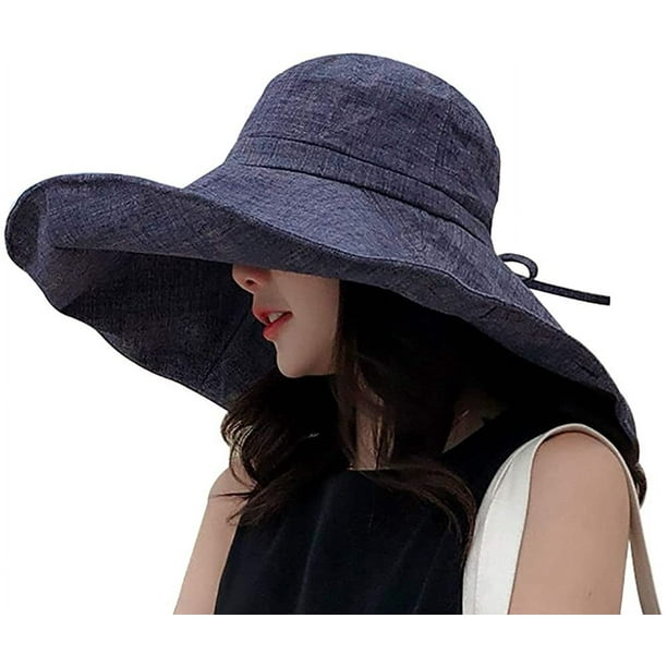 Sombrero de sol para mujer con ala ancha UPF 50+, sombrero de verano plegable, gorra de playa flexible para mujer MFZFUKR WMZL-1354-5