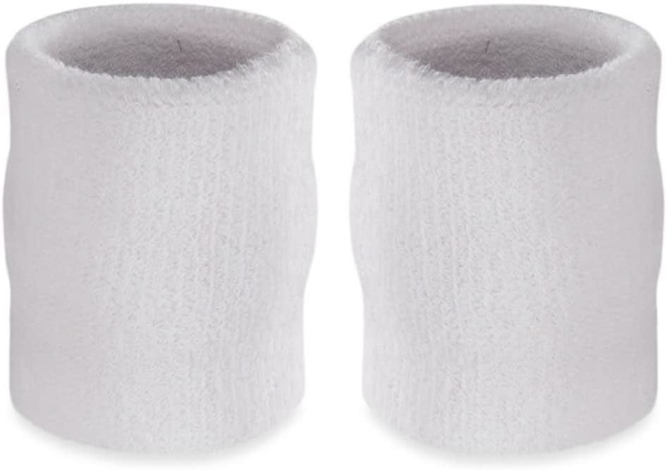 Suddora 4” Solid Color Sport Arm Sweatbands Pair, White