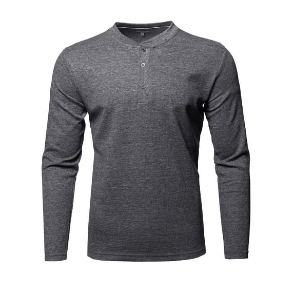 FashionOutfit Men's Class Basic Thermal Henley Crew Neck Long Sleeve T-Shirt