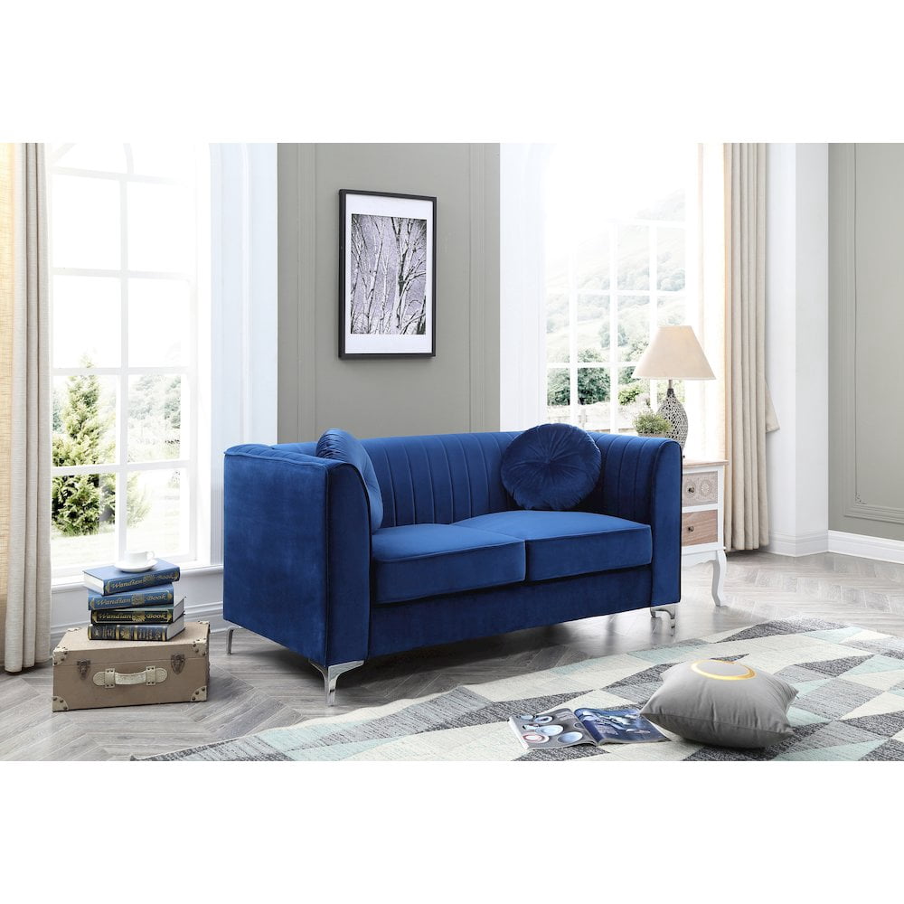 Glory Furniture Delray Loveseat in Navy Blue Color
