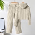thumbnail image 5 of xaweyi Little Girls 2 Piece Outfit Ribbed Knit Cropped Hoodie Long Sleeve Top Wide Leg Pants Set Kids Fall Casual Clothes Size 12-13 Years, 5 of 6