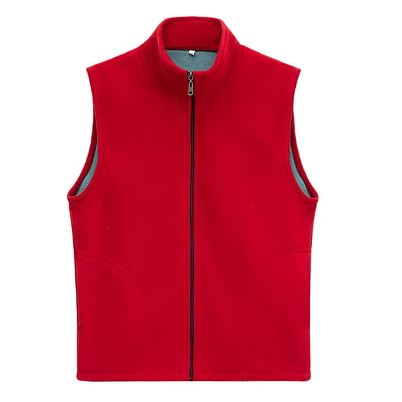 Fiaer Womens Oversized Vest Full Zip up Sleeveless Tanks Lapel Collared Solid Color Loose Fit Comfy Tops Watermelon Red XL