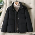 thumbnail image 2 of Jinhomg Women's Winter Quilted Jacket Thermal Cozy Long Sleeve Full-Zip Puffer Coat Casual Solid Outerwear with Pockets Limited Time Deal Black XL, 2 of 5