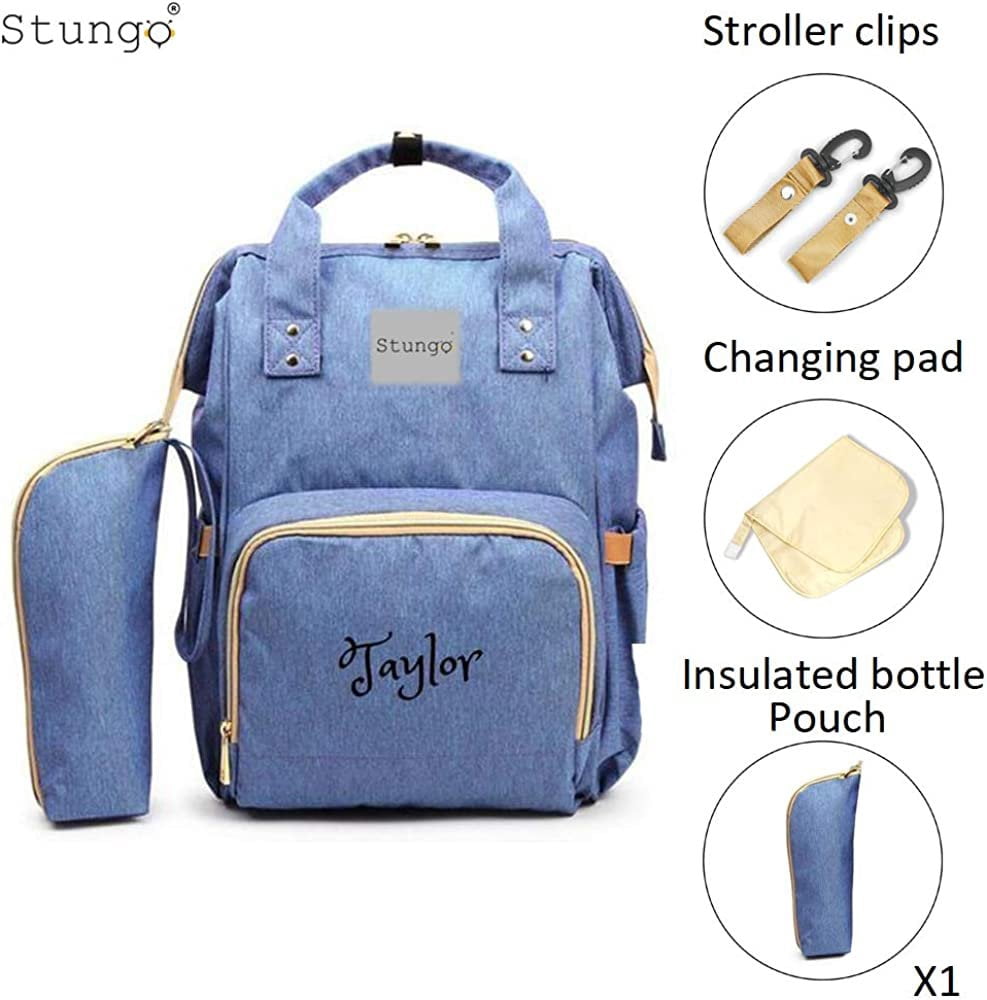 Personalized Diaper Bag Knapsack Backpack Monogram Baby Bag Blue