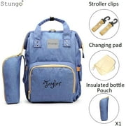 Personalized Diaper Bag Knapsack Backpack Monogram Baby Bag Blue