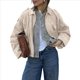 thumbnail image 2 of Chaqueta de Gamuza Sintética para Mujer, Abrigo Informal Holgado de Larga con Solapa y Estilo Urbano A . Crema L, 2 of 9