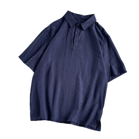 Betivan Men's Linen Top Solid Color Breathable Lightweight Half-Button Turndown Collar Short Sleeve Blouse Spring Summer Fashion Casual Loose Daily Beach Outdoor Leisure Street