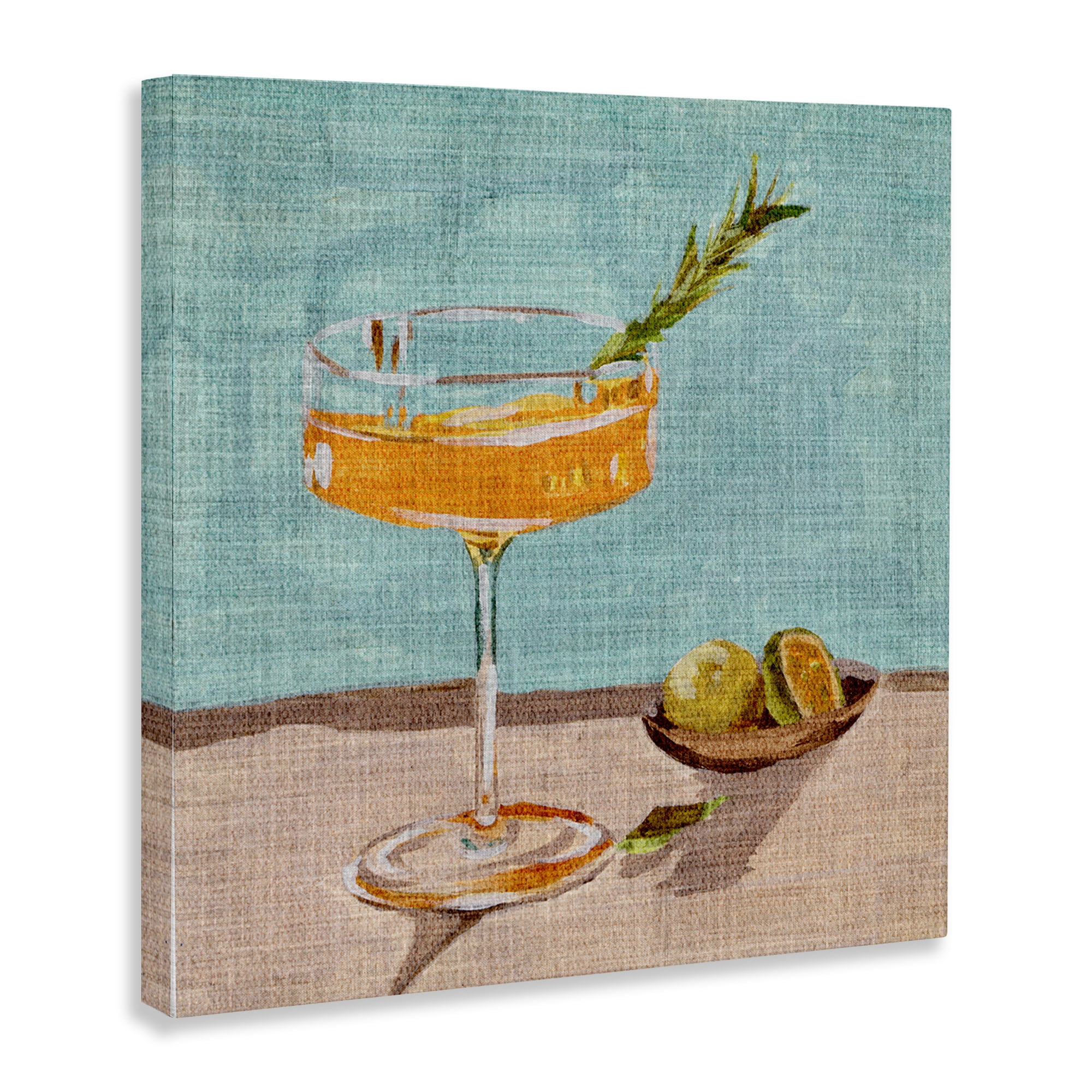 Stupell Industries Bright Cocktail Glass Food & Beverage Painting Wrapped Canvas Art Print Wall Art, 17 x 17