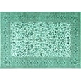 thumbnail image 1 of Ahgly Company Machine Washable Indoor Rectangle Persian Turquoise Blue Traditional Area Rugs, 8' x 10', 1 of 4