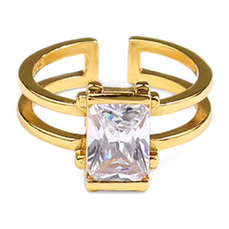 Gold Plated Rings for Women Stackable Adjustable Gold Rings for Teen Girls Cubic Zirconia Rings Open Rings