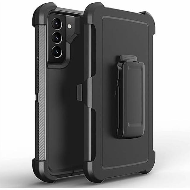 Mobile Xcessories - Étui Noir Samsung 22 + Clip de Ceinture Inclus Grade Militaire/antipoussière/antichute Antichoc 3 Couches Corps Complet Ultra Robuste Résistant aux Rayures Recharge Sans Fil Étui Robuste