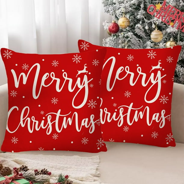 Decoraciones navideñas, funda de almohada navideña de 17,71 x 17,71 pulgadas, ideal para decoración navideña, ideal para sofás del hogar, funda de almohada de poliéster.