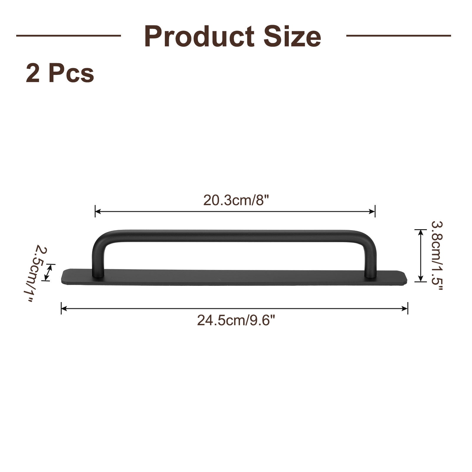 Unique Bargains Adhesive Cabinet No Drilling Closet Handle Pulls 9.6" Black 2Pcs