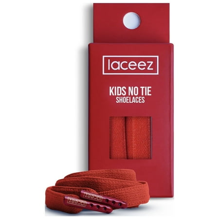 Laceez No Tie Shoe Laces for Kids  Single Pack - Elastic Shoe Laces for Toddlers  Sports Shoes  Sneakers Comfort & Smart look (Red  Medium)
