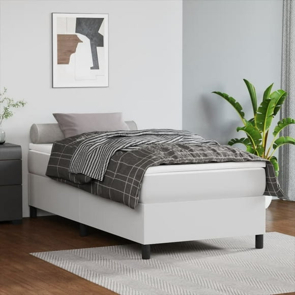 vidaXL Bed Frame White 100x190 cm Twin Faux Leather
