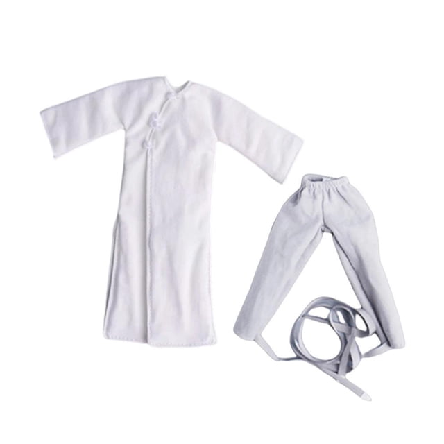 FashionCha 2 Pieces Miniature Figure Coat Action Figure Clothes Costume Accessory Trench Coat Mid Length Jacket Cloth Material Suitable for Tabletop Gaming Model Dioramas white
