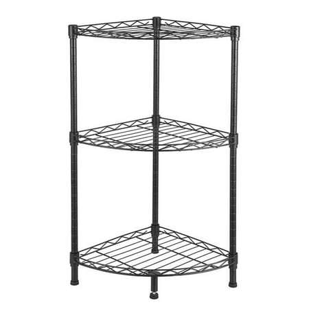 

Kitchen Bathroom Storage Wire Shelving 3-Tier Corner Storage Rack Black