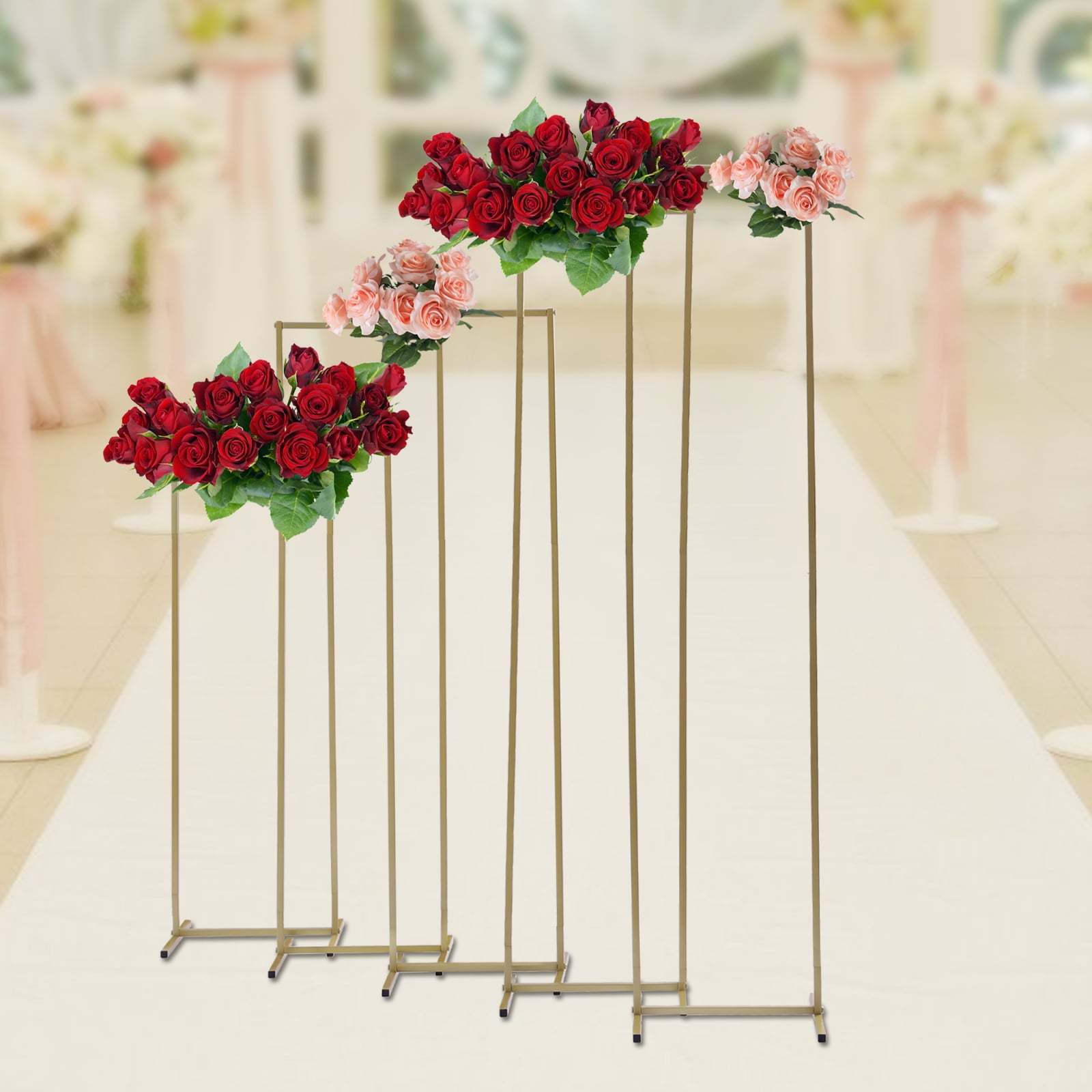 Oukaning Metal Vase Column Stand Flower Floor Stand for Wedding Party