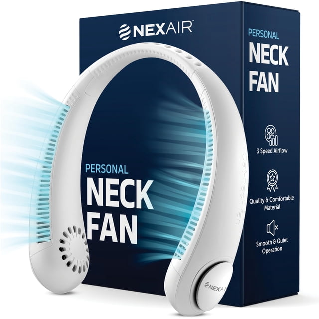 Ventilador de cuello portátil NEXAIR de 3 velocidades recargable sin aspas