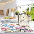 thumbnail image 5 of Spring Flowers Butterfly Dish Drying Mat for Kitchen Counter, Ultra Absorbent Reversible Microfiber Dishes Drying Rack Pad Heat-resistant Mats 18x24in Home Decor, 5 of 7