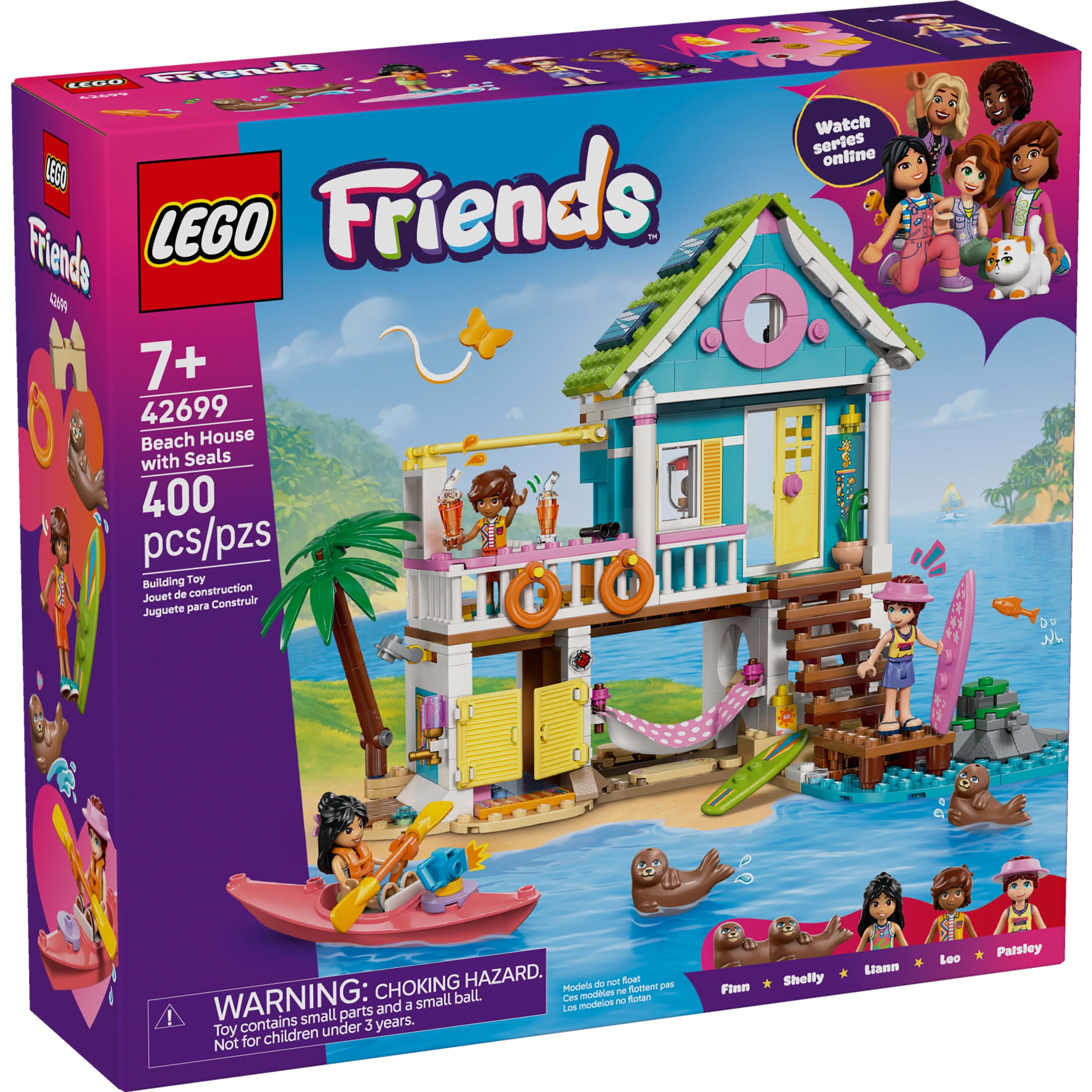 LEGO Friends Beach House with Seals Building Toy for Girls & Boys - Pretend Play Set for Kids, Ages 7+ - W/3 Minidolls, 2 Toy Animals, & Accessories - Gift Idea for Birthdays - 42699