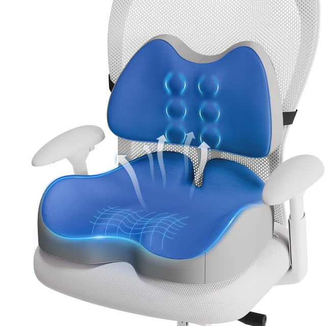 Cojín de asiento Benazcap grande de espuma viscoelástica con soporte lumbar