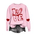 thumbnail image 1 of RKSTN Chandail de la Saint-Valentin pour Femmes, Chandail Uni Imprimé de Cœurs, Col Rond, Manches Longues, Coupe Ample, Chemisier, Hauts, 1 of 6