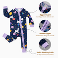 thumbnail image 5 of PatPat Baby Girl Clothes Baby Pajamas Viscose from Bamboo Snug Fit Footless Zip Bodysuits Baby Sleep N Play Pajamas for Boys and Girls 2Pack,0-3 Months, 5 of 17