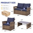 thumbnail image 3 of Highsound 4 Piece Patio Furniture Sets, All Weather Patio Conversation Set, Sectional Wicker Rattan Outdoor Furniture Set with Coffee Table & Blue Cushions, 3 of 7