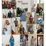 a.Jesdani Womens Plus Size Long Sleeve Tunic Tops Casual Floral Henley Shirts m-4x