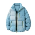 thumbnail image 2 of Xdegoge Quilted Jacket for Men Plus Size Full Zip Stand Collar Jackets Causal Loose Warm Padded Coat Fashion Solid Color Cold Protection Streewear with Multi Pockets, 2 of 5