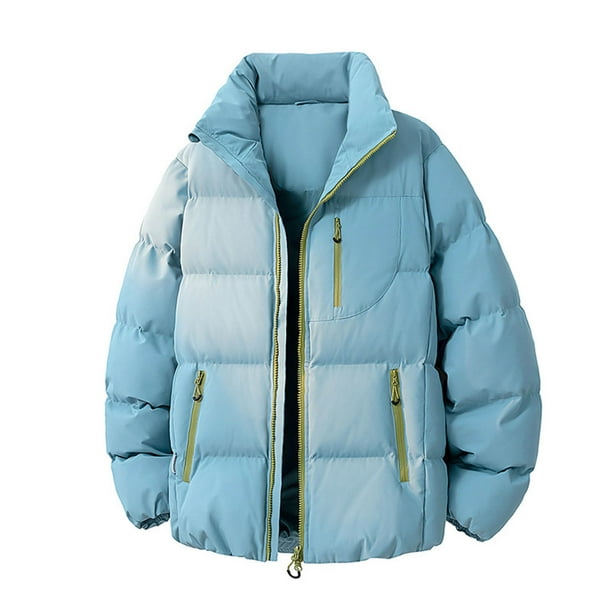 Ceisia Men's casual solid color warm stand collar zipper coat Gift pocket long sleeve outerwear