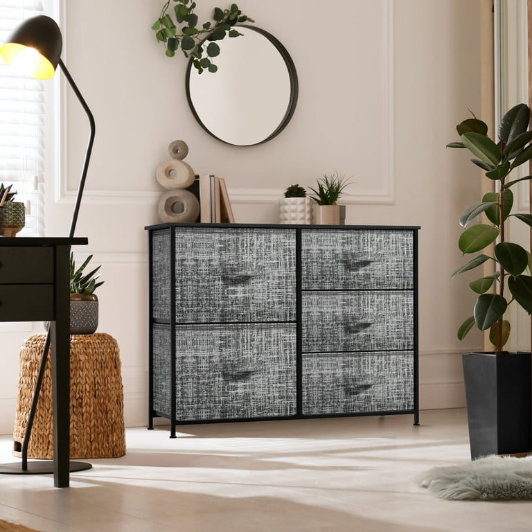 Sorbus Dresser with 5 Drawers Furniture Storage Tower Unit for Bedroom Hallway Closet Office Organization Steel Frame Wood Top Easy Pull