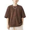 thumbnail image 1 of Camiseta de manga corta para hombre, tendencia de moda urbana, Top holgado con estampado de letras en 3D, cuello redondo, 1 of 8