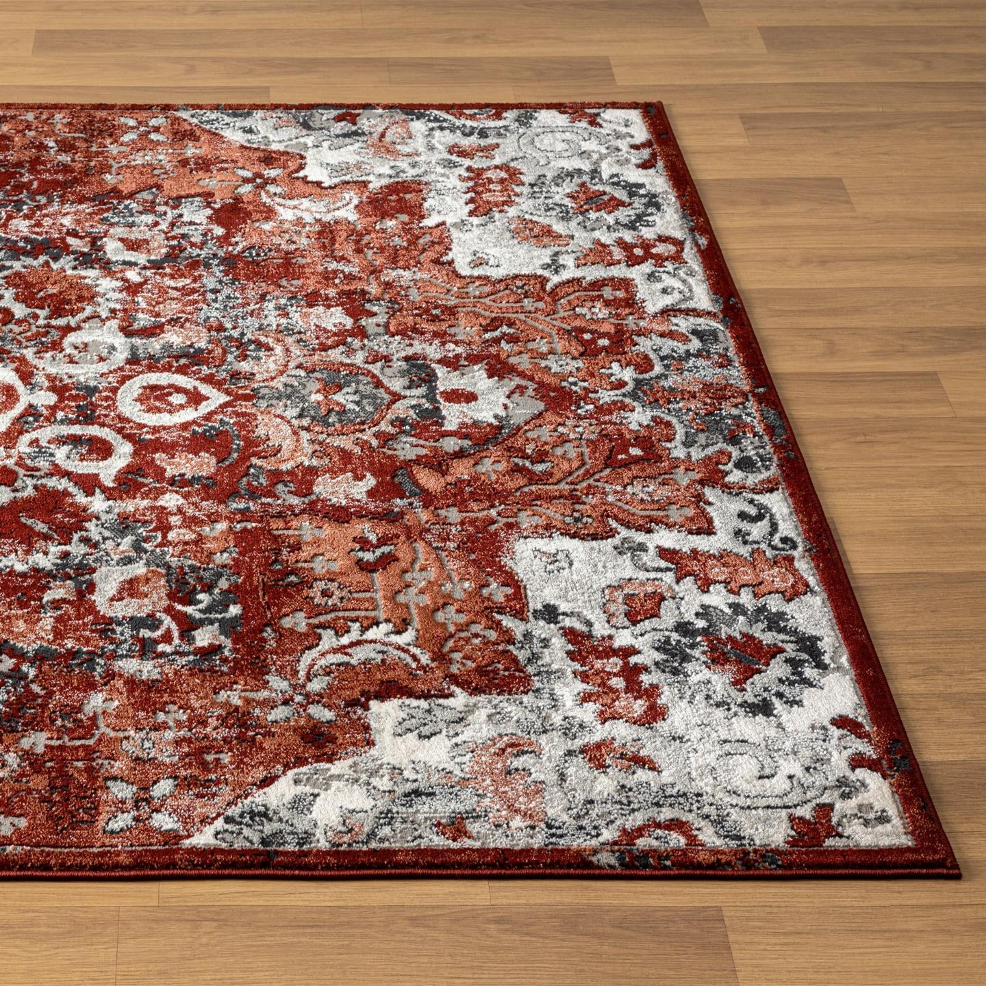 Luxe Weavers Moroccan Red 4x5 Medallion Area Rug, Floral Living Room Carpet