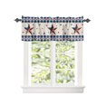 thumbnail image 2 of Kitchen Cafe Valance Curtain for Small Windows,American National Flag Star Bule Buffalo Lattice Rod Pocket Short Valances Farm Retro Burlap Window Treatment for Living Room/Bedroom/Bathroom,54x18in, 2 of 8