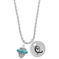 thumbnail image 1 of Delight Jewelry Silvertone Crystal Teal Spinner Silvertone Script Initial Disc - Q - Charm Necklace, 20"+3", 1 of 4