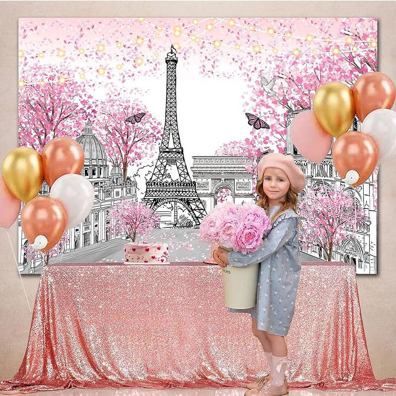 Yeele Fotohintergrund Eiffelturm Paris – 1,8 M Rund, Schwarz-gold Glitzernd, Polyester, Für Party & Fotoshooting