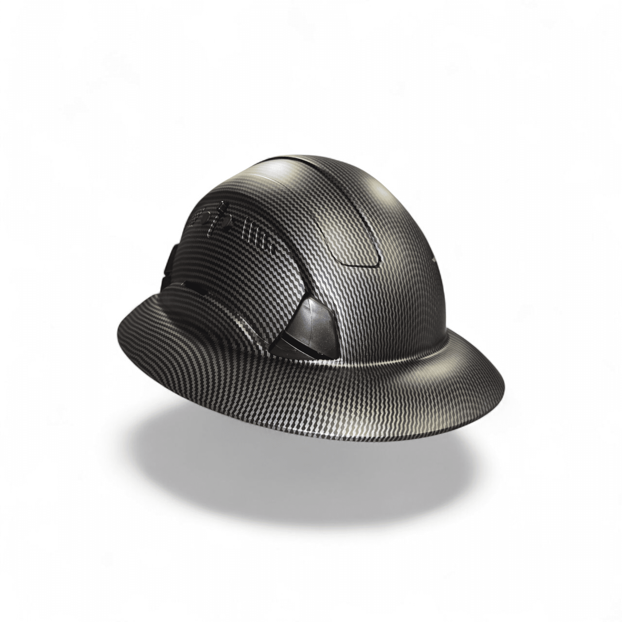 HDPE Hydro Dipped  Black/Silver Full Brim Hard Hat with Fas-trac Suspension